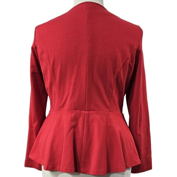 Torrid Red Ponte Knit Collarless Peplum Back Hem Jacket Office Preppy - Picture 2 of 9